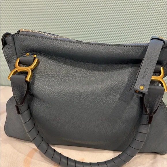 Chloe Marcie Leather Satchel Cloud Blue - Picture 5 of 13